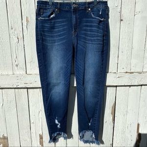 KanCan Skinny Dark Wash Raw Hem Jeans Size 15/31